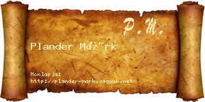 Plander Márk névjegykártya