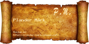 Plander Márk névjegykártya